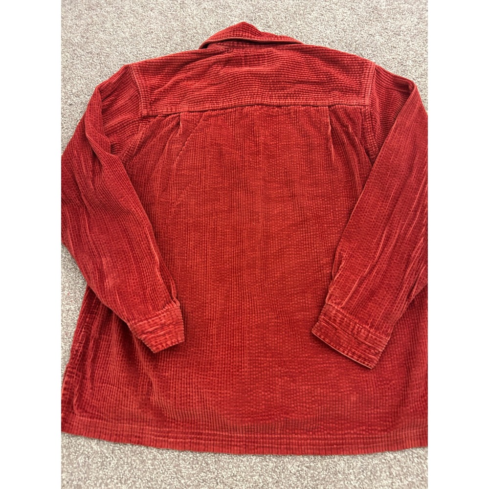 LL Bean Corduroy Button Down Shirt Womens Small Red Excellent Long Sleeve Cotton - Picture 11 of 11